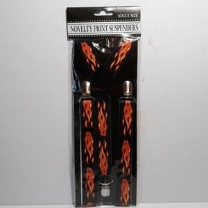 Adult novelty biker Harley print suspenders new